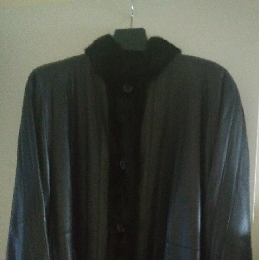 Leather & Mink Coat Black